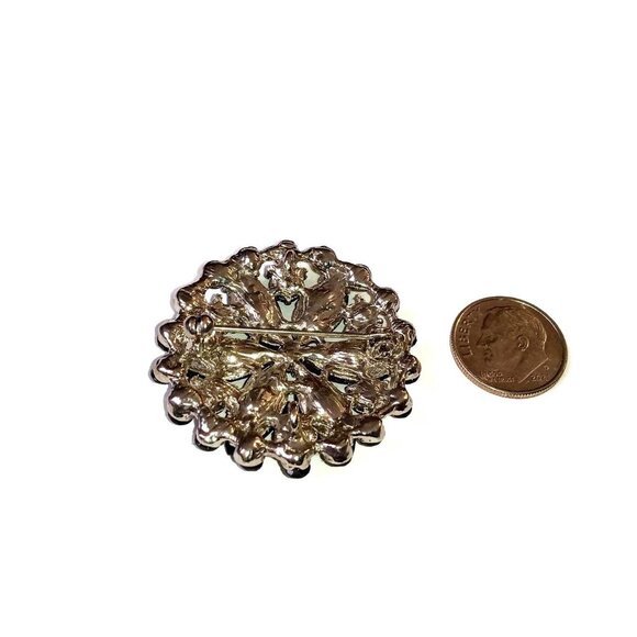 Silver Metal with Black Rhinestone Brooch - Picture 6 of 6